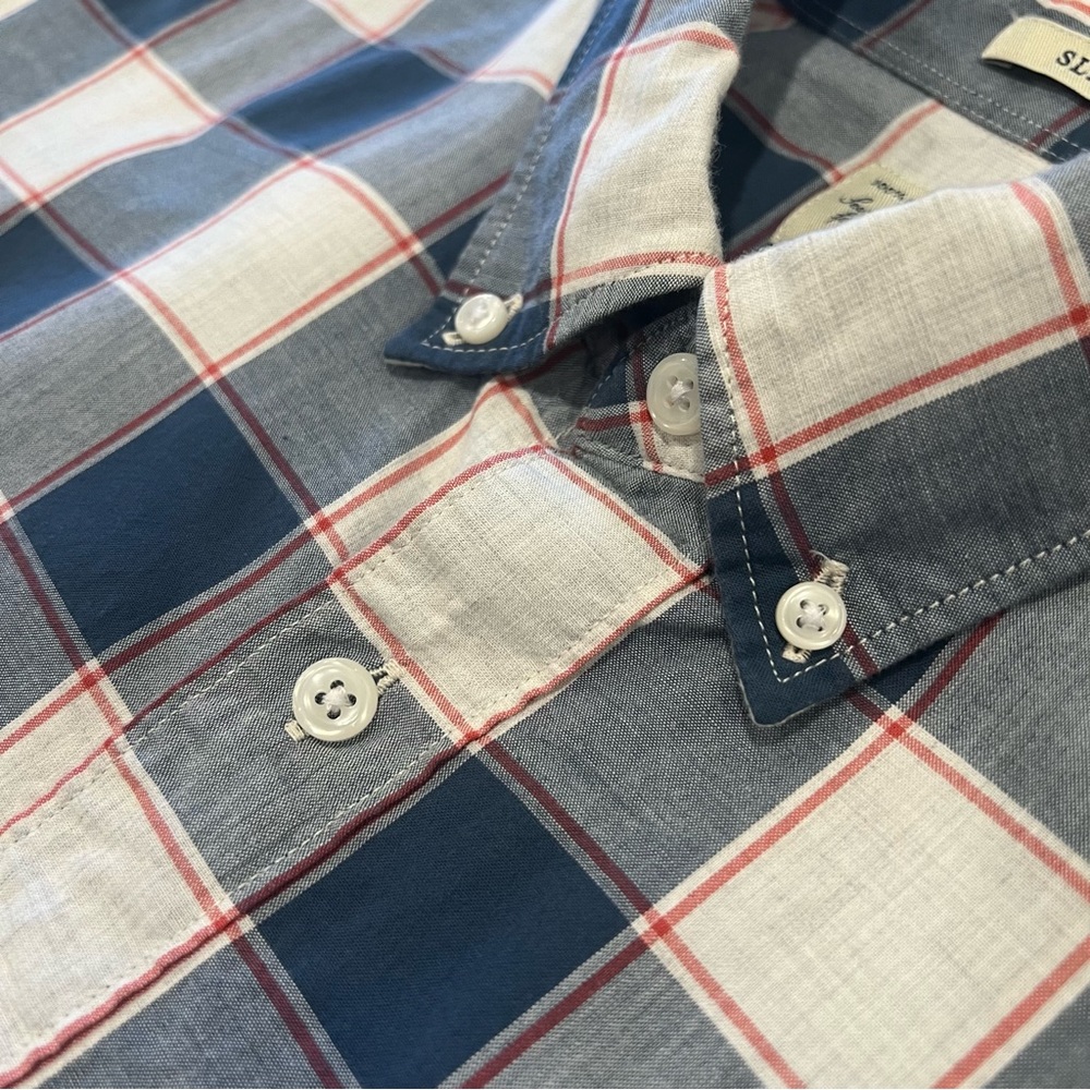 J. Crew Men’s‎ Cotton Plaid Long-Sleeve Slim Fit Button Down Shirt Large Preppy